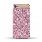 Wholesale iPhone 8 Plus / 7 Plus Sparkling Glitter Chrome Fancy Case with Metal Plate (Pink)